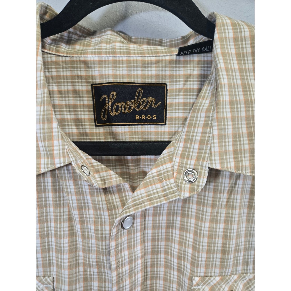Howler Bros Plaid Western Pearl Snap Short Sleeve Gaucho Shirt XXL